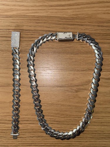 Mens white gold plated chain