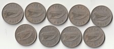 JOB LOT OF 9 X IRELAND COINS 8 X FLORINS, 1 X 10P
