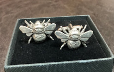 Bee English Silver Pewter Cuff Links in Presentation Gift Box