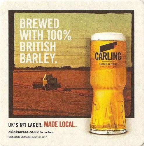 Carling beer mat - carling, uk