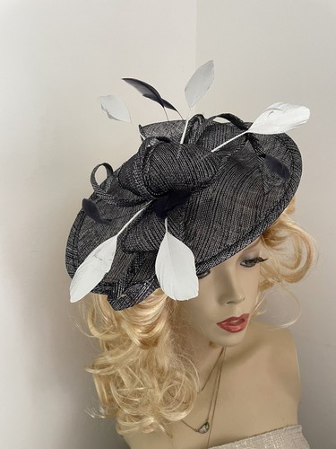 Navy silver fascinator - navy,