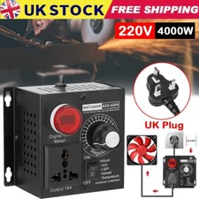 220V 4000W Variable Voltage Regulator Speed Motor Fan Control Controller UK Plug