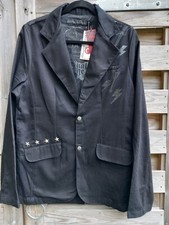 Criminal Damage Men's Soundcash Black Blazer Size Small Alternative Music Punk