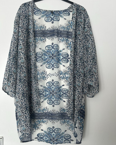 Blue white floral sheer - h&m,