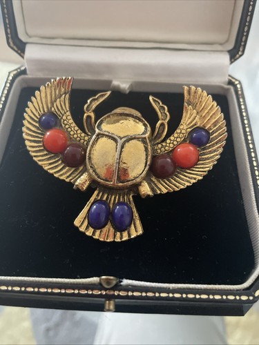 Winged beetle egypt brooch - beetle,