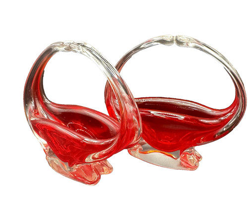 Vintage pair red hand - -, blown