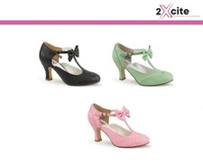 Pleaser Kitten Heel Bow Shoes Pin Up Couture 3" Retro 50's Vintage Flapper 11