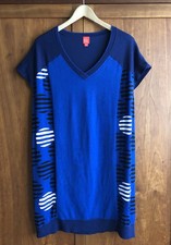 Miss Captain Dress/Long Top Size T2 (12-14) Blue/White/Black Cap Sleeves Striped