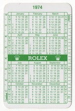 ROLEX 1974 1975 GREEN CALENDAR