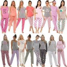 Ladies Pyjamas Womens Pajama Set Long Short Sleeve Jersey PJ Set