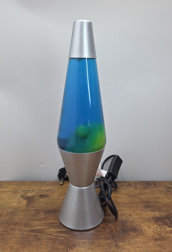 Retro silver lava lamp blue - silver,