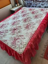 Vintage Retro pink FLORAL Quilted double Bedspread Floral Rose Bedding RARE old