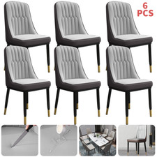 6X Faux Leather Dining Chairs PU Padded Dining Room Kitchen Chair Set Family UK