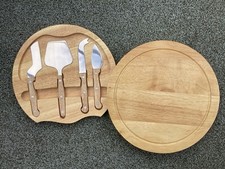 Wood Cheese Board and Knives Set Chopping, Cutting, Serving