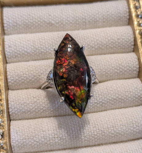 Ammolite ring sterling silver - sterling,