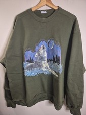 Wolf Howl Print Men's Olive