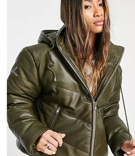 100 leather puffa jacket zip - 100%,