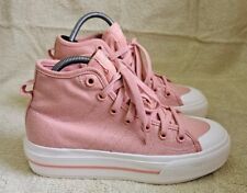 ADIDAS NIZZA MID TRAINERS SIZE UK 5.5 PLATFORM SOLES SALMON & WHITE WORN ONCE 