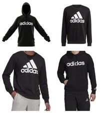 adidas Sweatshirt Hooded Sweat Top Jumper Pullover Mens Size Hoodie NEW Black