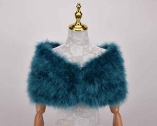 Women Real Ostrich Feather Fur Shrug Shawl Bridal Wedding Party Shoulder Wraps