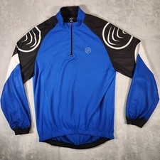 Crane Sport Cycling Jersey Mens Medium Blue Zip TechTex Coolmax 1/4 Zip Pullover