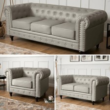 Faux Leather Chesterfield Sofa