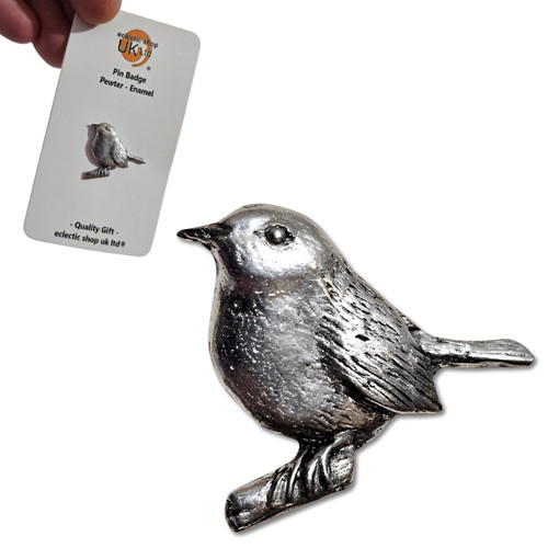 Robin pin badge pewter bird - robin,