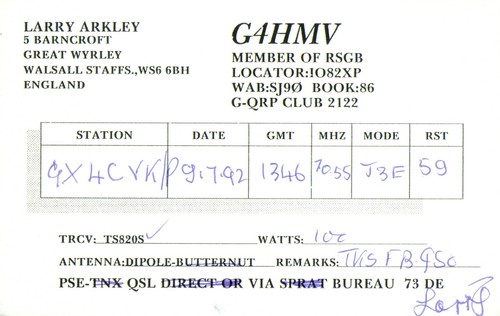Qsl card radio uk - card,