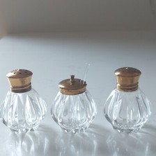Vintage Glass Cruet Gold Tone