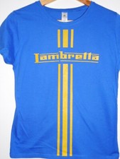 LADIES LAMBRETTA STRIPE BLUE TSHIRT SIZE S/M/L/XL/XXL VESPA SCOOTER SKA 2 TONE