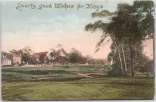 Artistic Antique Postcard Christmas Greetings Weybridge England