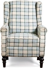  Flexispot Manual Recliner Pushback Armchair Blue Check Design Boxed