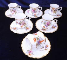 Limoges Antique Coffee Service set of 6 Dresden Spray Flowers