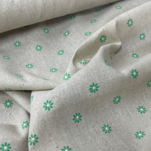 Green small floral daisy - green,