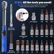 21Pc MTB Bike Bicycle Preset Torque Wrench 2-24Nm Precise Instrument Hexagon Key