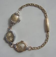 Vintage 10K Gold Filled Bulova Diamond Set Watches Hadley USA Bracelet & Timex