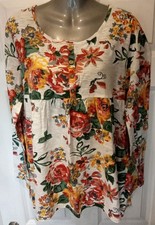 Women's brand new Floral 100% COTTON Print Smock Tunic Top size 20 XL