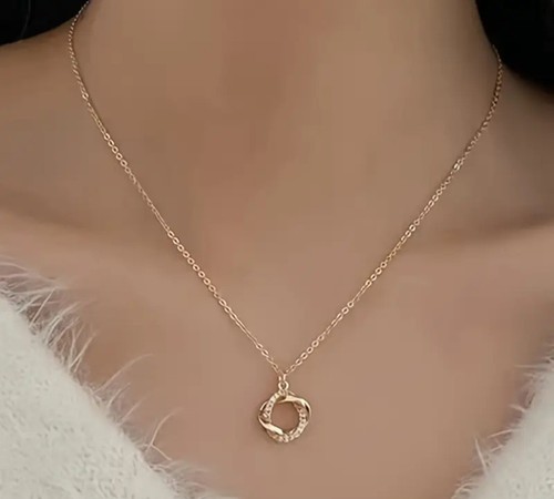 Women gold twist necklace - gold,