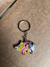 Multicoloured Pig Keyring 4 x 2.5 cm