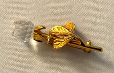 Genuine Swarovski - Crystal Rose Brooch - Gold Tone Plated