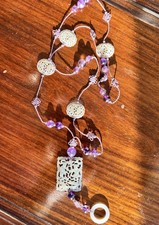 A rare 19th century Chinese White Jade And Amethyst Beads Necklace