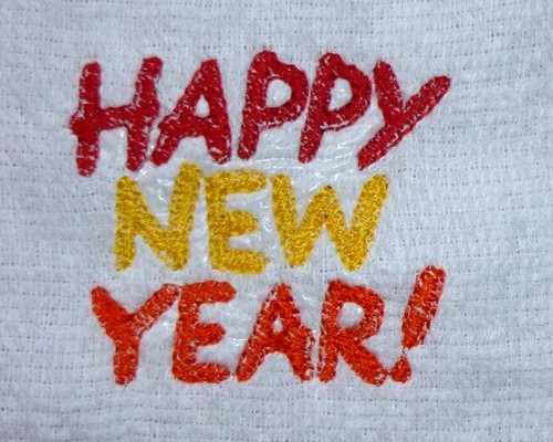 Happy new year embroidered - happy,