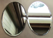 PAIR OF LARGE OVAL BEVELLED EDGED MIRROR PLATES (11822)