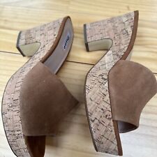 Dune Tan Suede Slip On Cork Wedge Shoes Size 6