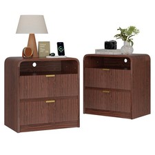 24in Fluted Nightstand Set of