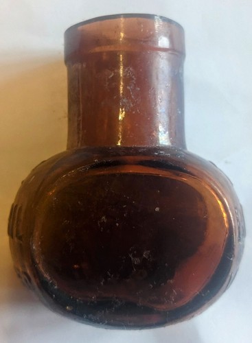 Antique amber glass bovril jar - amber,