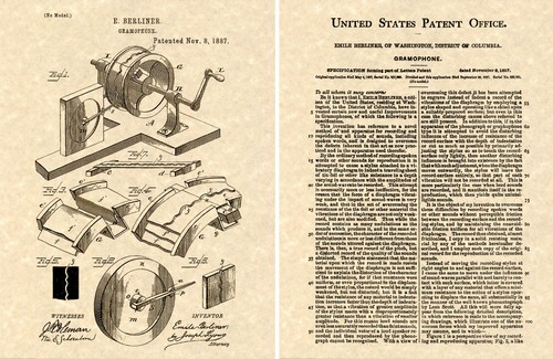 Berliner gramophone patent - berliner,