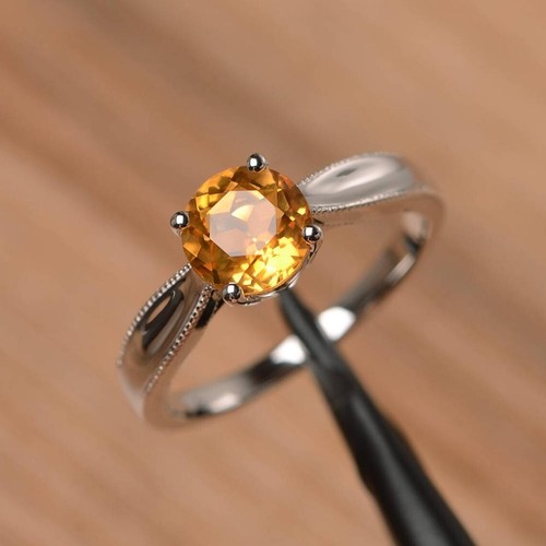 1ct round lab created citrine - 1ct, lab-created