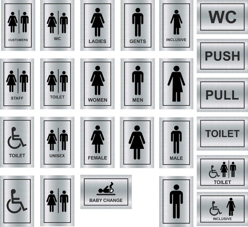 Toilet door signs - door, brushed