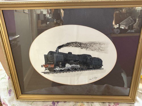 Framed railway artwork steam